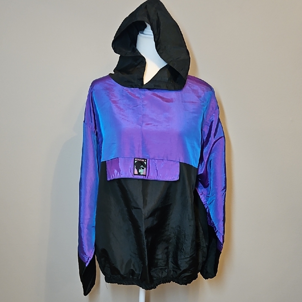 Black and Purple Hooded Windbreaker WISEGUY